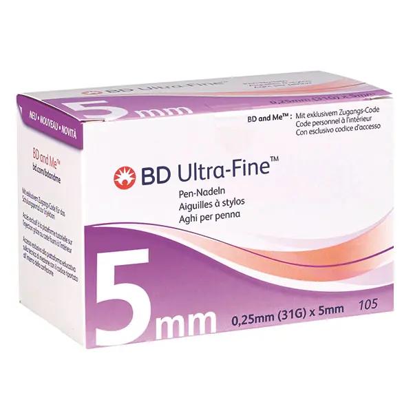 BD Ultra-Fine Pen-Nadel - zur Insulininjektion bei Diabetes, 105 Stück pro Packung