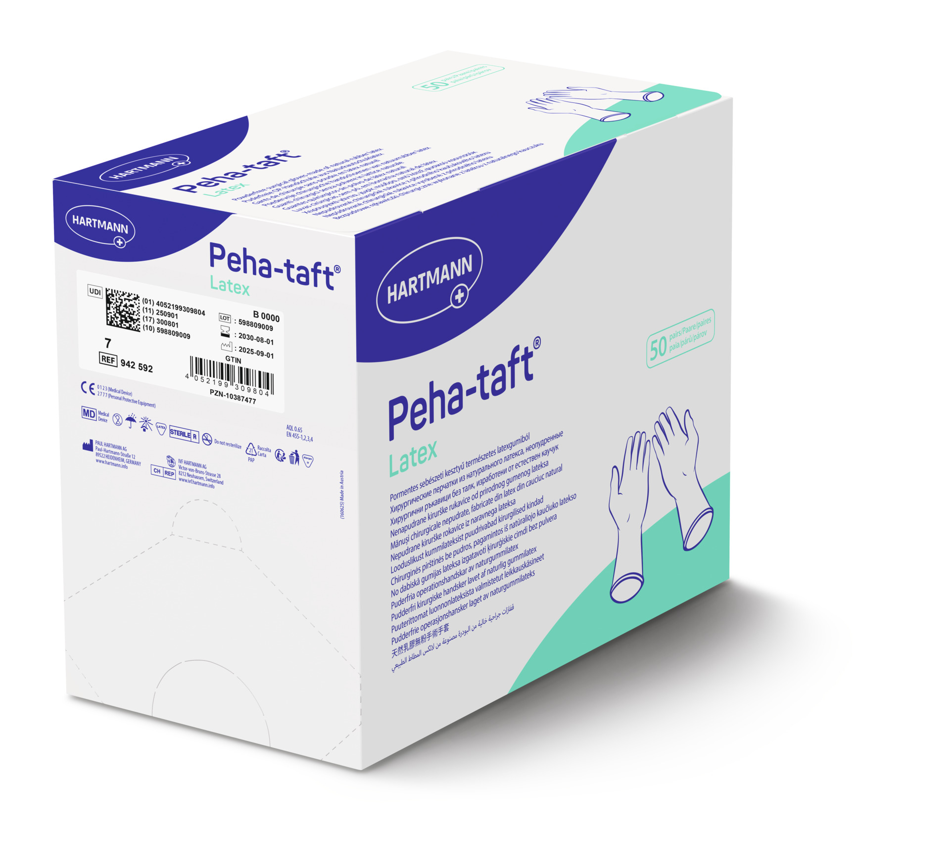 Hartmann Peha-taft Latex - Sterile und puderfreie Einmal-OP Handschuhe aus dünnem Latex