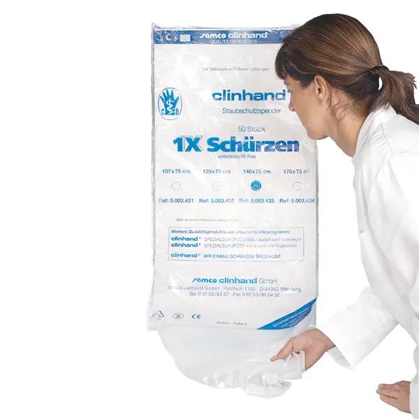 Clinhand Einmal Schürzen aus PE-Folie - in der Packung zum Aufhängen