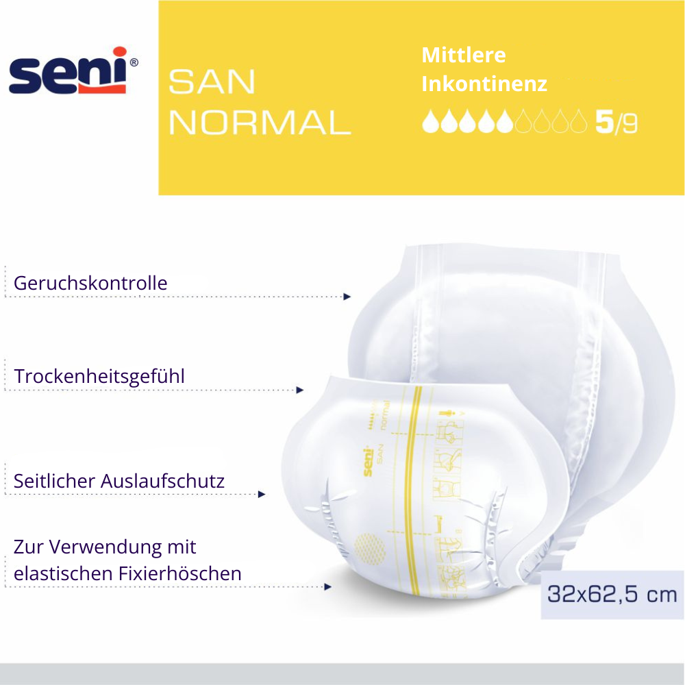 San Seni Normal Inkontinenzvorlagen - für Damen und Herren, bei mittlerer Inkontinenz
