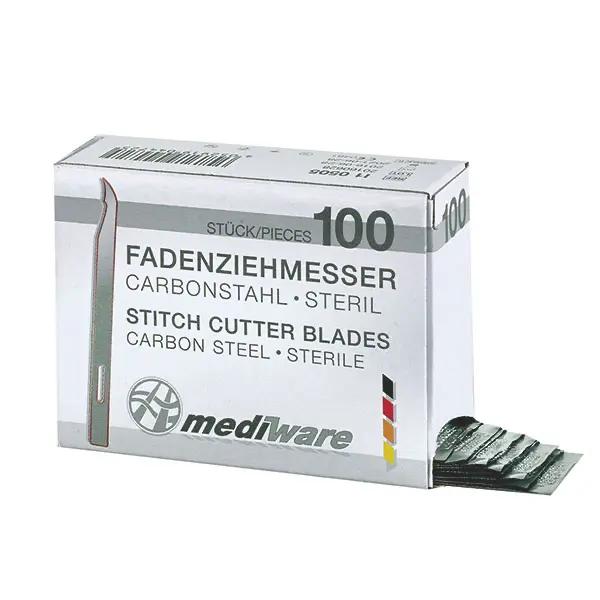 Fadenziehmesser Kurz aus Carbonstahl - Einzeln steril im Alu-Blister