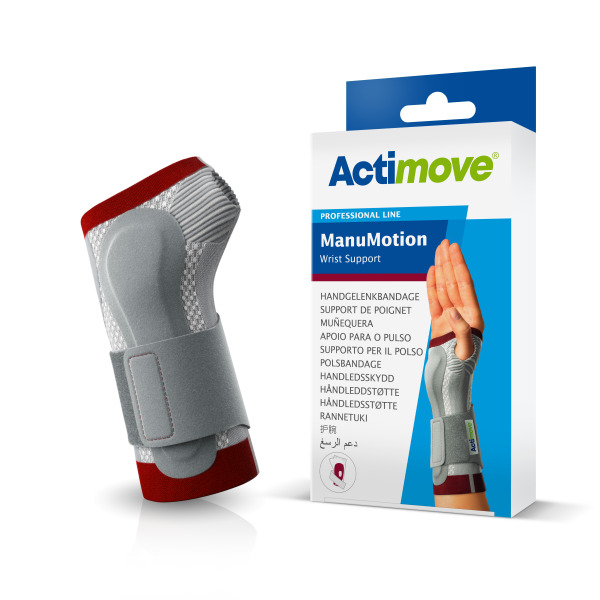 Actimove ManuMotion Handgelenksbandage - mit Stützstab, weiß/rot/grau oder anthrazit