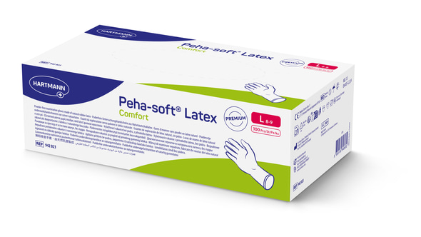 Peha-soft Latex Comfort Untersuchungshandschuhe - puderfrei, unsteril, 100 Stück