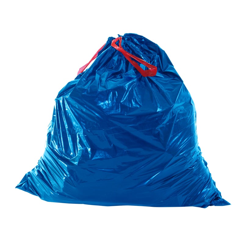 Müllbeutel 120 Liter - blau, Typ 60, aus LDPE mit Zugband