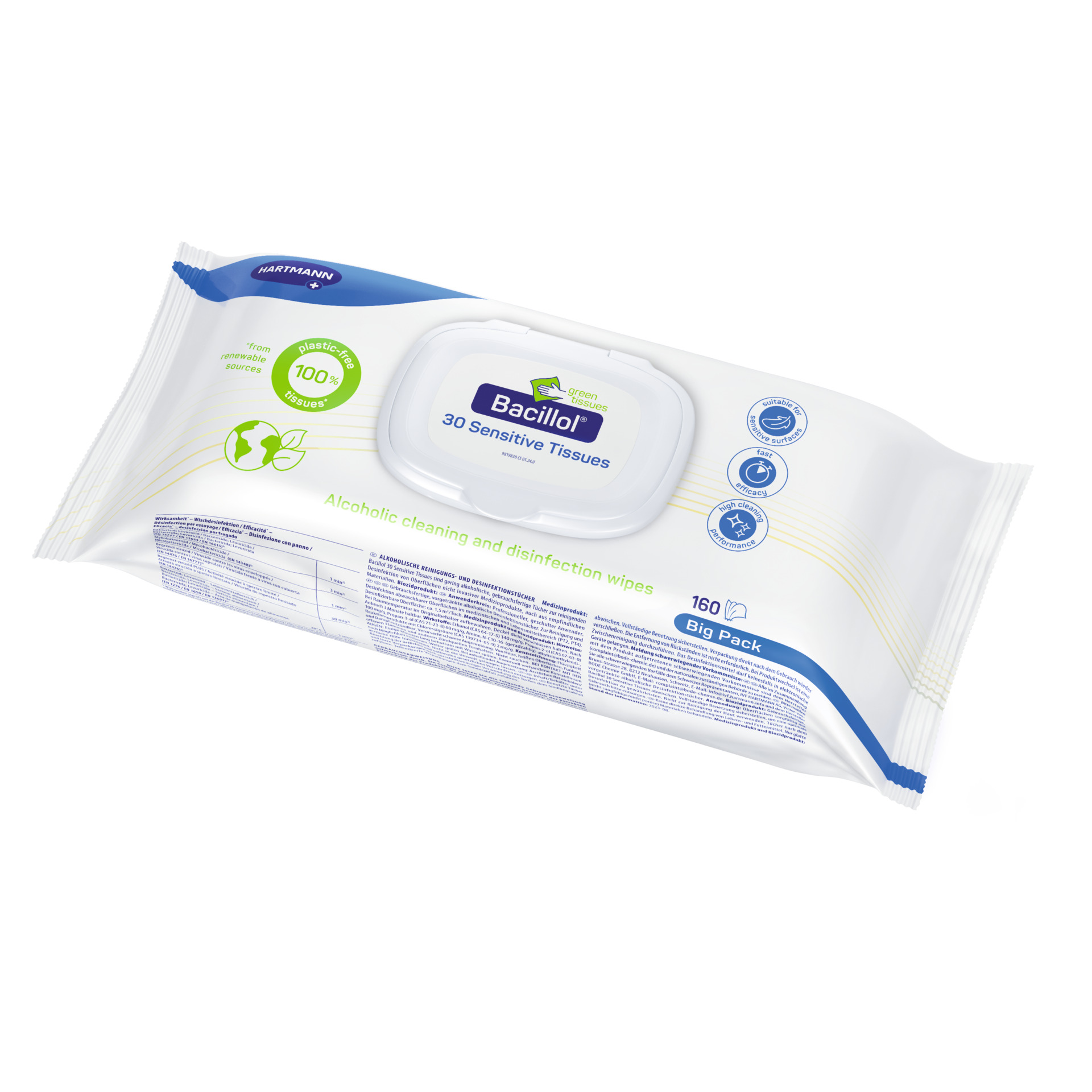 Bacillol 30 Sensitiv Green Tissues - alkoholische Reinigungs- u. Desinfektionstücher
