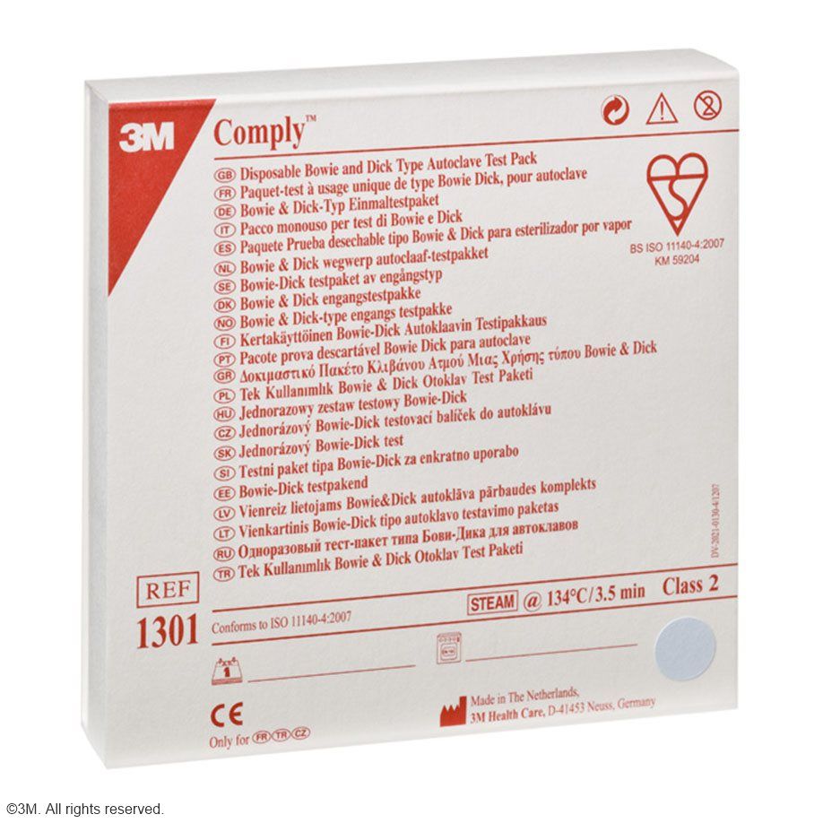 3M Comply Bowie-Dick Einmaltestpakete nach EN-ISO, 13 x 3 x 13 cm