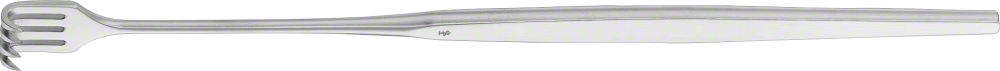 Aesculap Wundhaken scharf, 16,5 cm - enge Biegung, 1 bis 4  Zinken, Maultiefe 7 mm