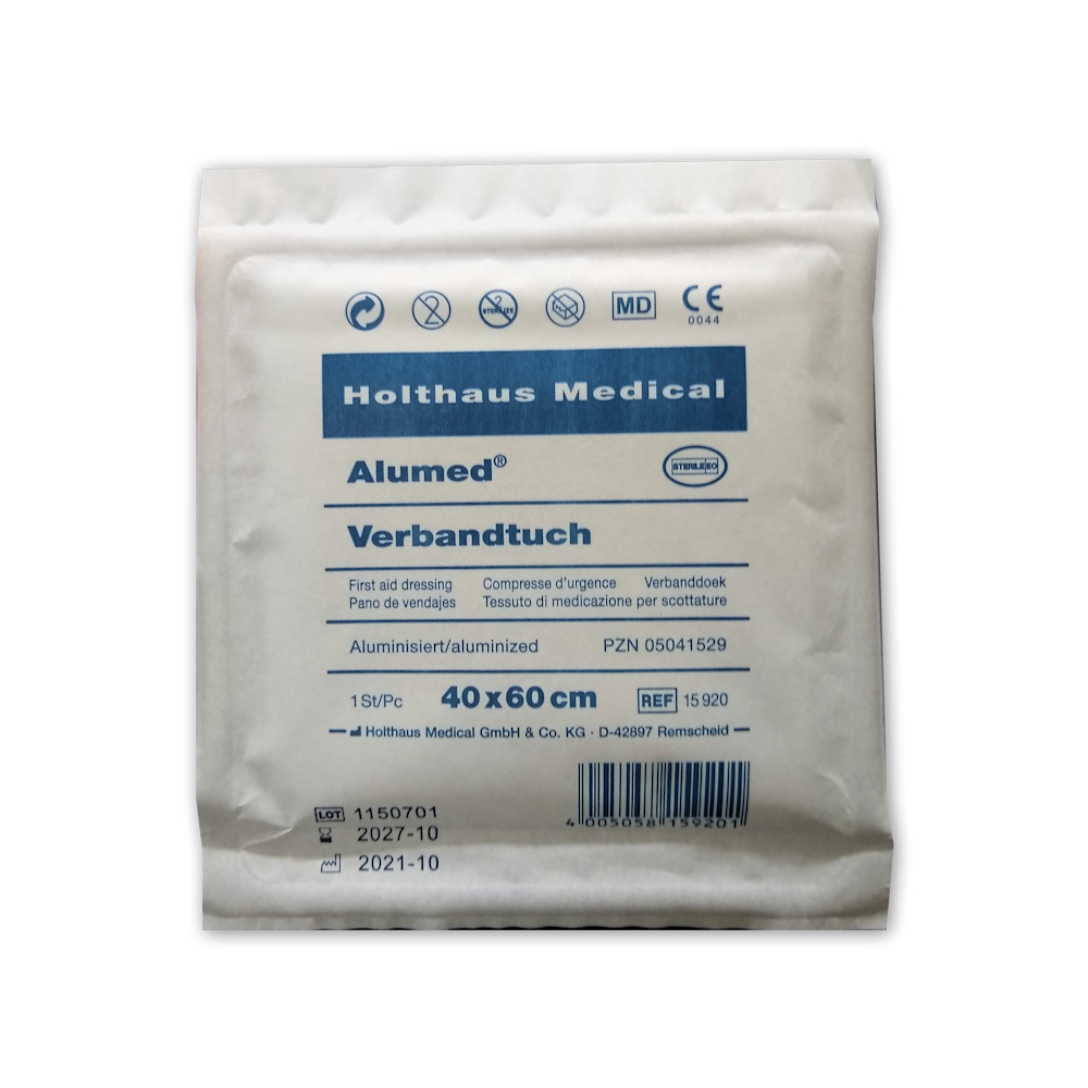Alumed Verbandtuch, steril - Vliestuch mit Aluminium beschichtet