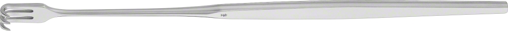 Aesculap Wundhaken scharf, 16,5 cm - enge Biegung, 1 bis 4  Zinken, Maultiefe 7 mm