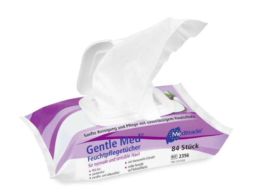 Gentle Med Feuchtpflegetücher - Für normale und sensible Haut, mit Hamamelis-Extraxt