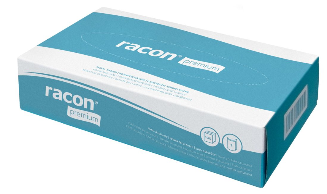RACON PREMIUM Kosmetiktücher - 20,5 x 19,5 cm, 2-lagig, hochweiß, 100 Stück