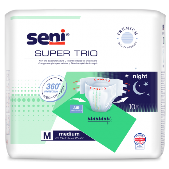 Super Seni Trio Inkontinenzhosen, Gr. S bis XL - sehr schwere Urin- und Stuhlinkontinenz