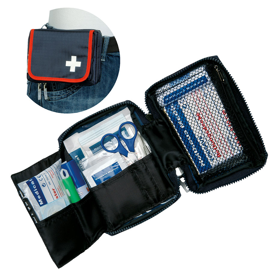 TRAVEL Erste-Hilfe-Verbandtasche blau/rot - 17 x 12 x 6 cm