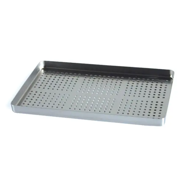 Edelstahltablett, gelocht - Passend für Servoclean Autoclav B-3200, Maße 290 x 195 x 20 mm