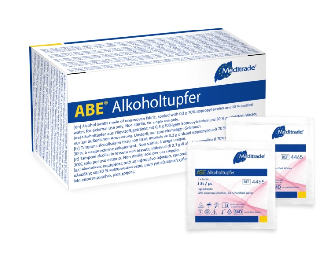 ABE Alkoholtupfer - Gebrauchsfertig getränkt mit 70 % Isopropylalkohol