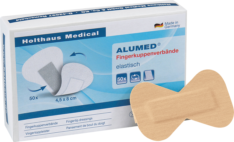 Alumed Fingerkuppenverband, elastisch - Mit Aluminium beschichteter Wundauflage, 50 Stück