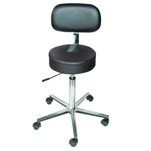 Labor-/OP-Hocker ECO mit hoher Polsterung und schwarzem Kunstlederbezug