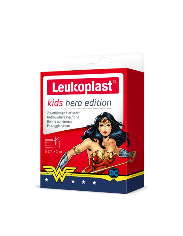 Leukoplast Kids hero edition Wonder Woman - Kinderpflaster, Rolle 6 cm x 1 m