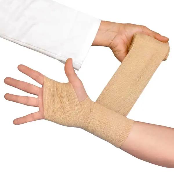 Dauerelastische Langzugbinde - 160 % dehnbar, mit Verbandklammern, dosierbare Kompression
