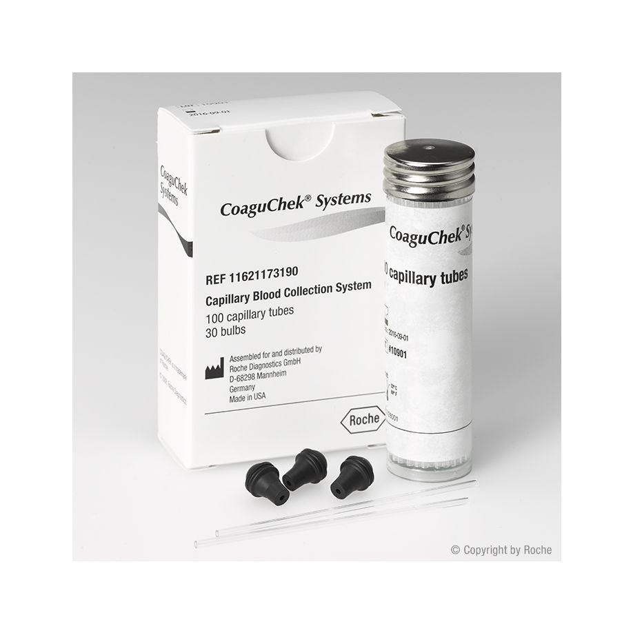 CoaguChek Systeme Kapillaren aus unbehandeltem Kunststoff - Inkl. 10 Pipettierhilfen