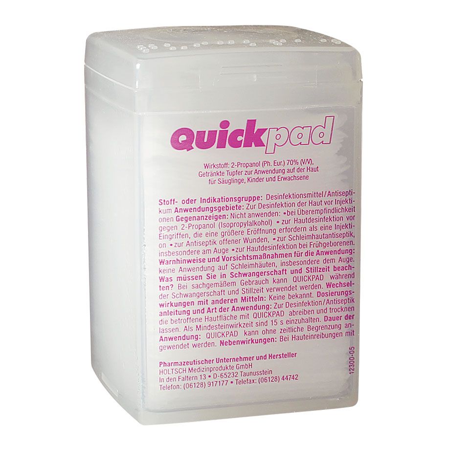 Quickpad-Alkoholtupferspender - 150 Stück zur Erst-/Notfallversorgung, 44 x 44 mm