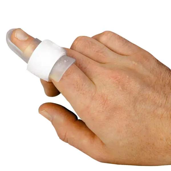 Fingerschienen nach Stack - Aus weißem/transparentem Kunststoff mit weißem Klettband