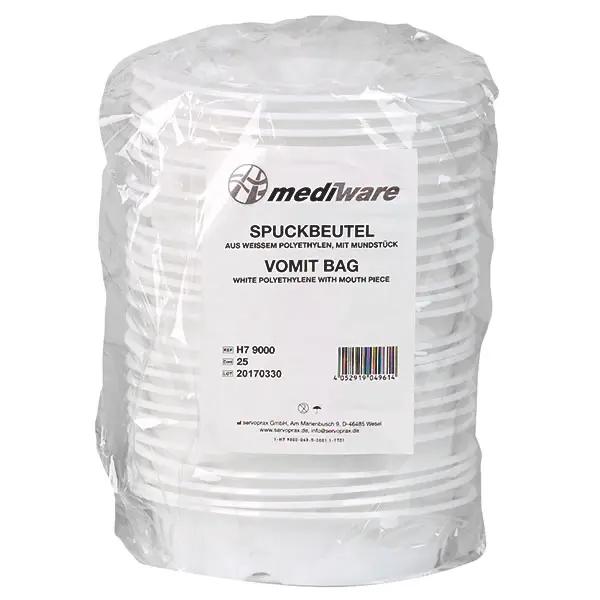 Mediware Spuckbeutel aus reißfestem Polyethylen - Aufnahmekapazität ca. 1 Liter