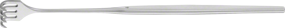 Aesculap Wundhaken scharf, 16,5 cm - weite Biegung, 1 bis 4 Zinken, Maultiefe 9,20 mm