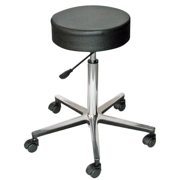 Labor-/OP-Hocker ECO mit hoher Polsterung und schwarzem Kunstlederbezug