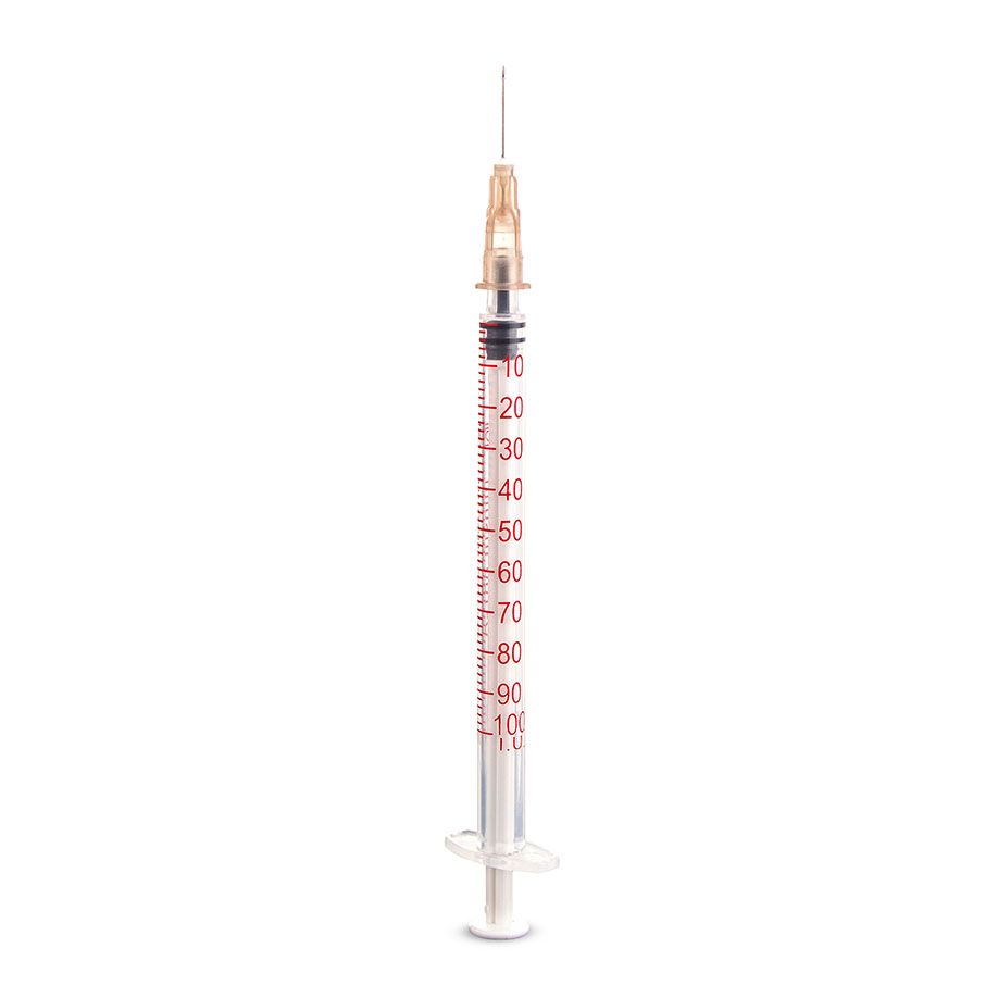 Dispomed Einmalspritzen Insulin mit Kanüle - 3tlg Spritzen ohne Restvolumen mit Spardorn