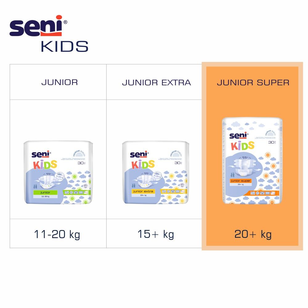 Seni Kids Junior Super  ab 20+ kg - Inkontinenzslips für Kinder, 30 Windeln