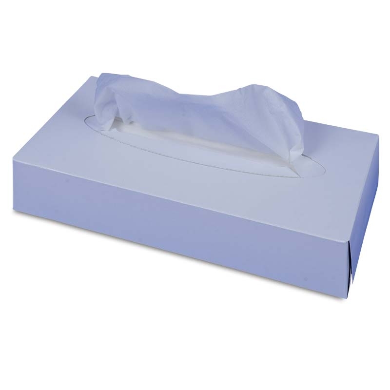 Kosmetiktücherbox, 100 Tücher, 2-lagig, 210 x 205 mm - Weiße Mehrzwecktücher saugstark