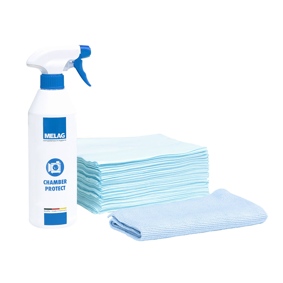 MELAG Chamber Protect Kesselreinigungs-Set - Reinigungsspray 500 ml + Tücher